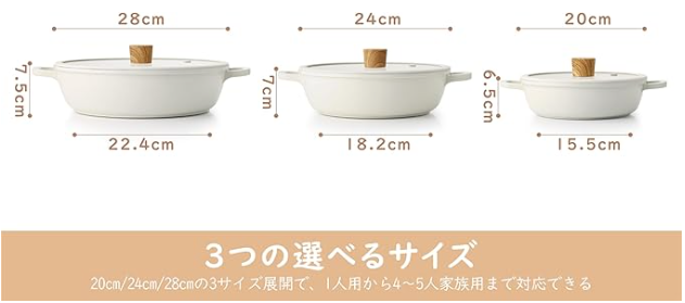 SENSARTE 両手鍋 卓上鍋 すき焼き鍋 28cm IH対応 ガス対応 一品万能 煮る 焼く 炒める 揚げる 焦げ付きにくい お手入れ簡単 ガラス蓋付