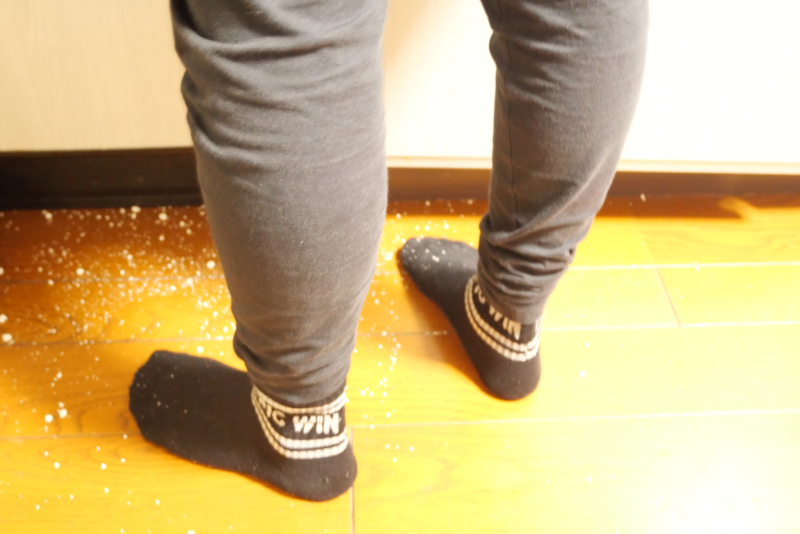 床に散らばる白玉粉